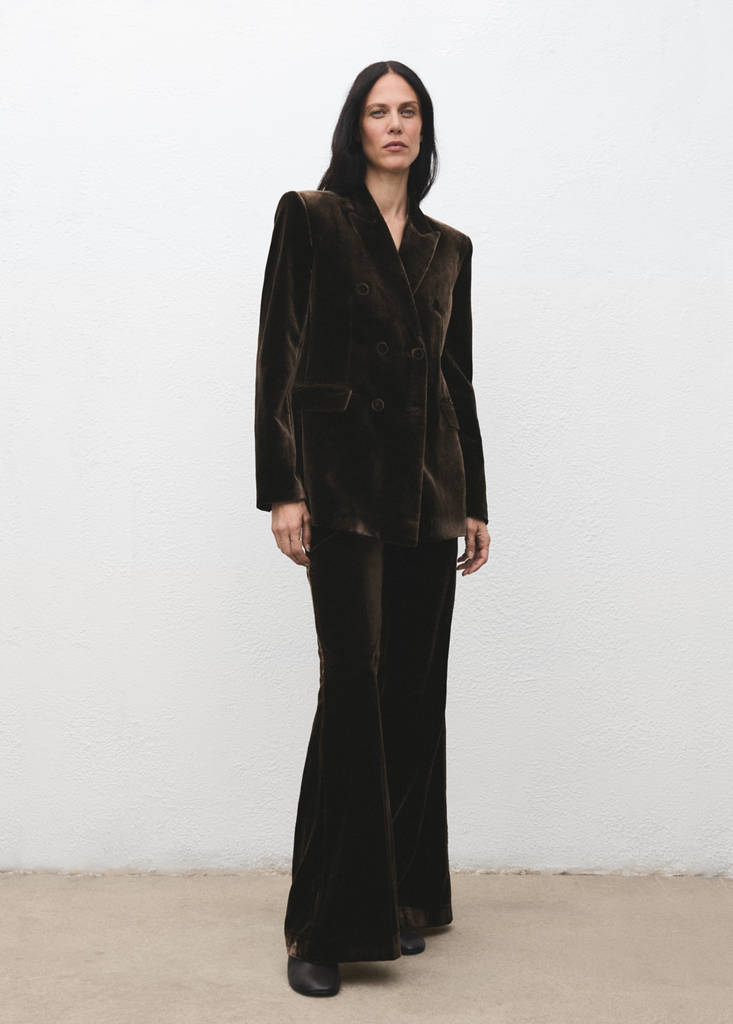 Blazer Costume En Velours Double Boutonnage