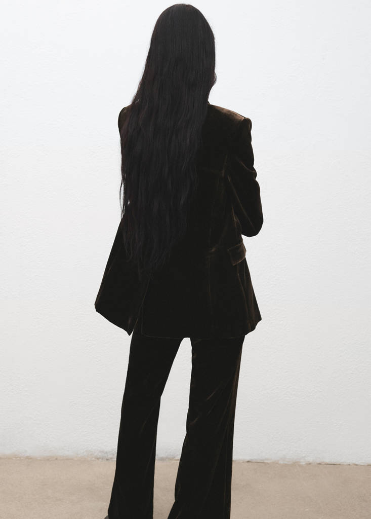 Blazer Costume En Velours Double Boutonnage