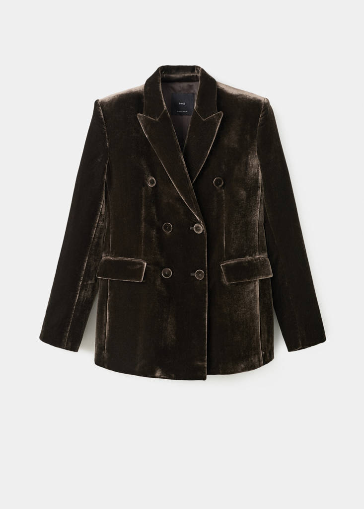 Blazer Costume En Velours Double Boutonnage