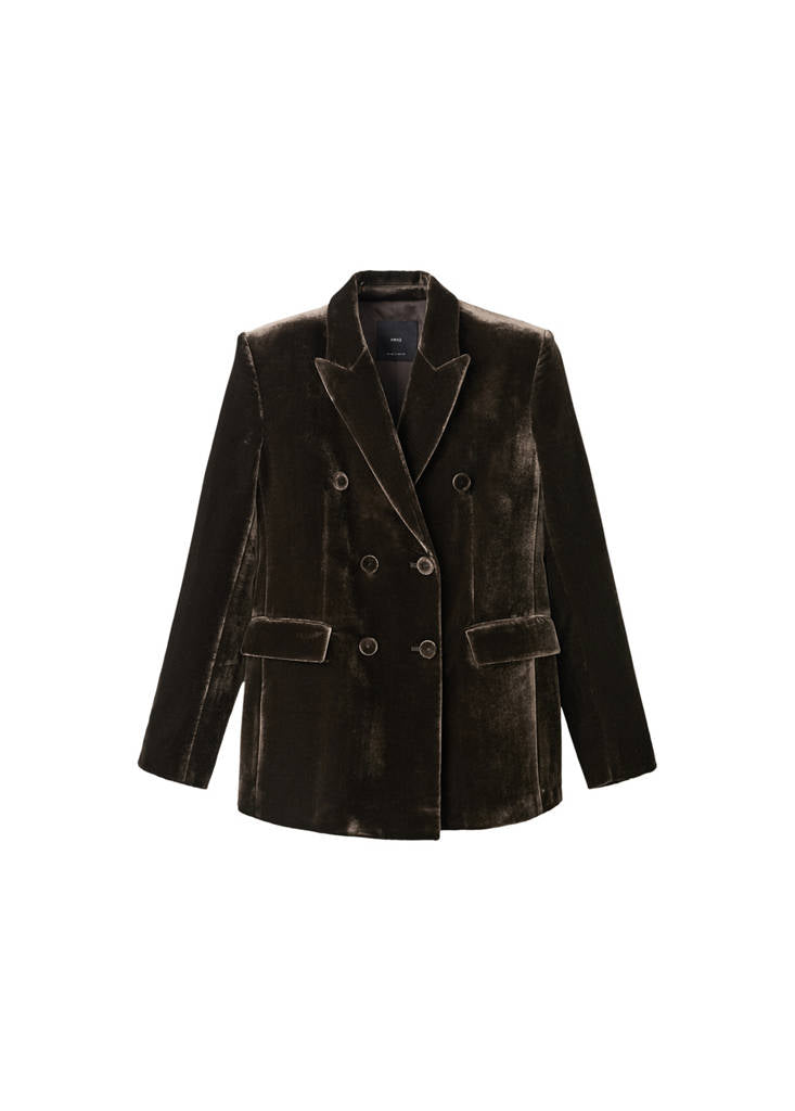 Blazer Costume En Velours Double Boutonnage