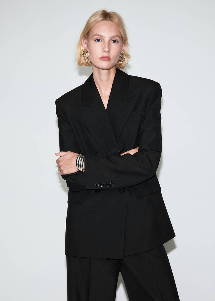Blazer De Costume En Laine Mélangée Double Boutonnage