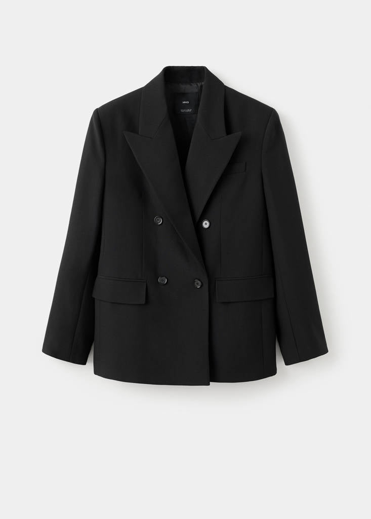 Blazer De Costume En Laine Mélangée Double Boutonnage