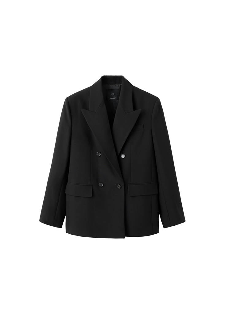 Blazer De Costume En Laine Mélangée Double Boutonnage