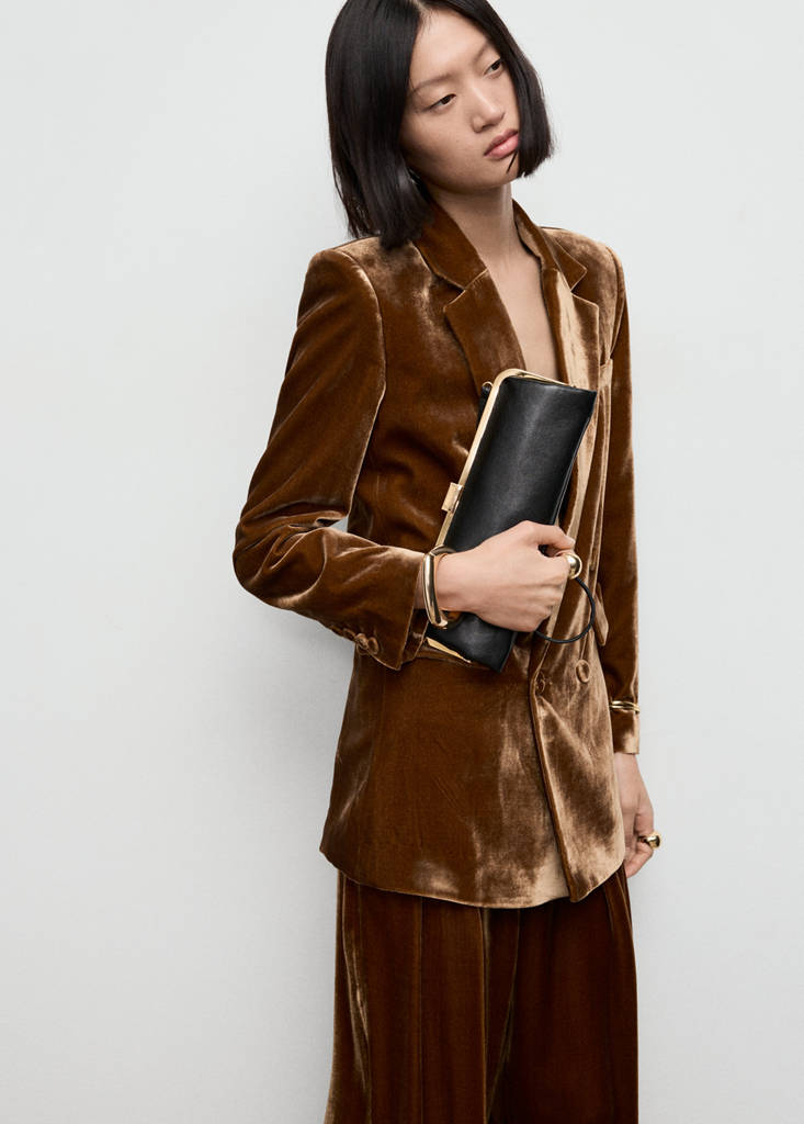 Blazer Costume En Velours Double Boutonnage