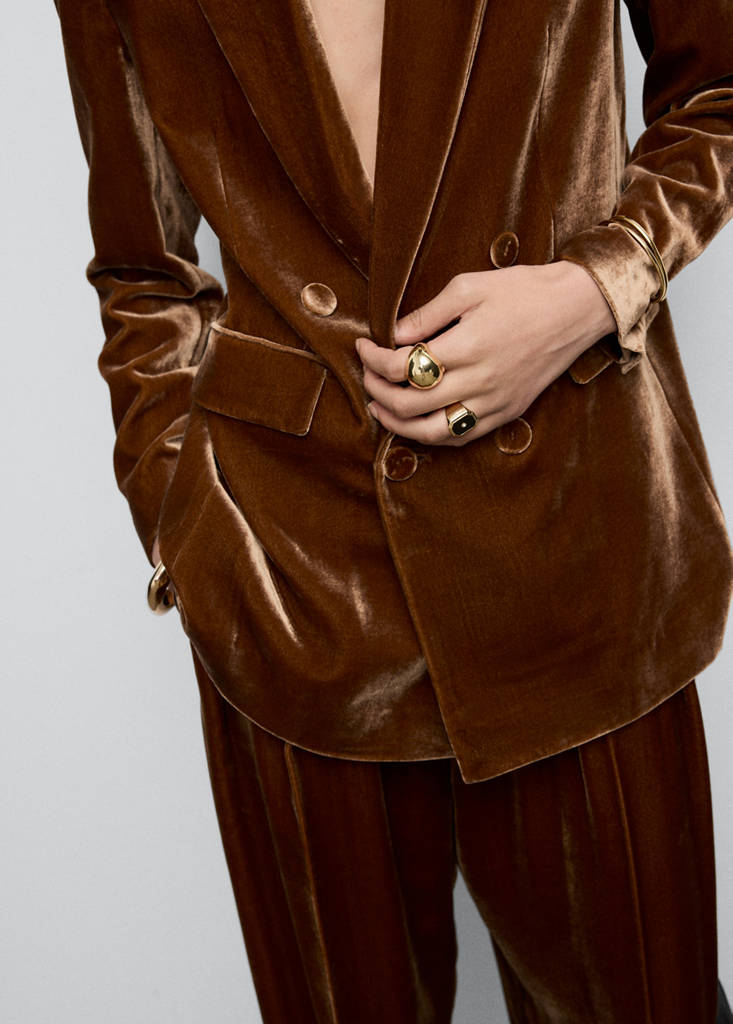 Blazer Costume En Velours Double Boutonnage
