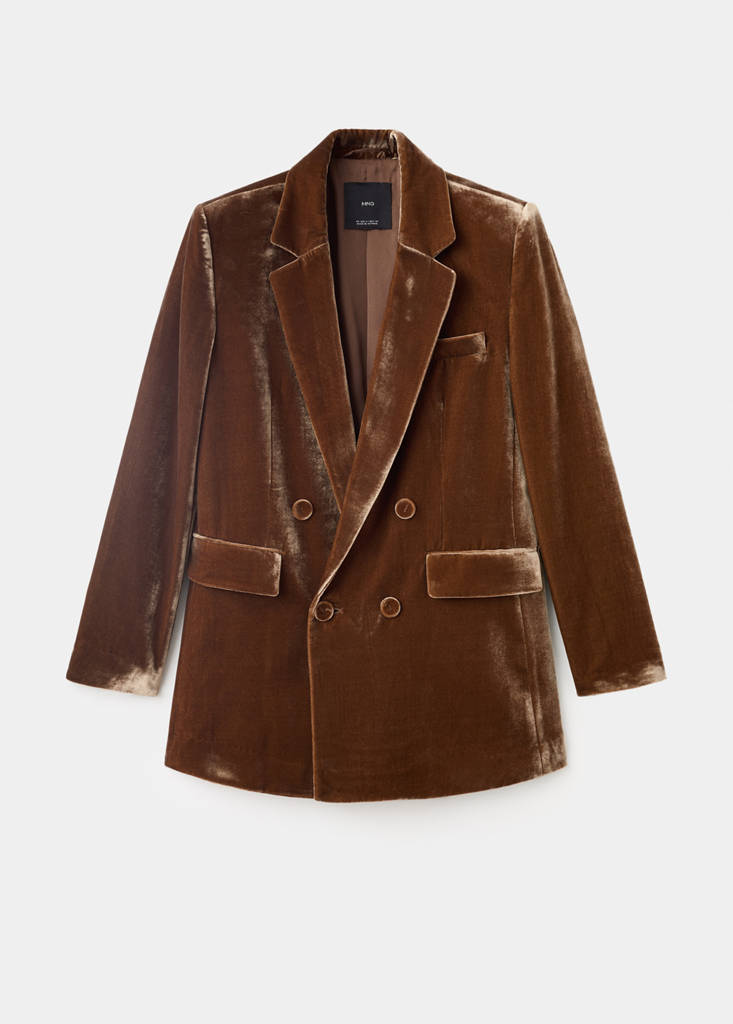 Blazer Costume En Velours Double Boutonnage