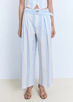 Pantalon Style Jupe-Culotte À Rayures Avec Ceinture