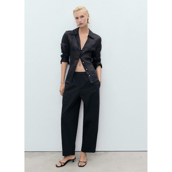 Elasticated-Waist Cotton Trousers
