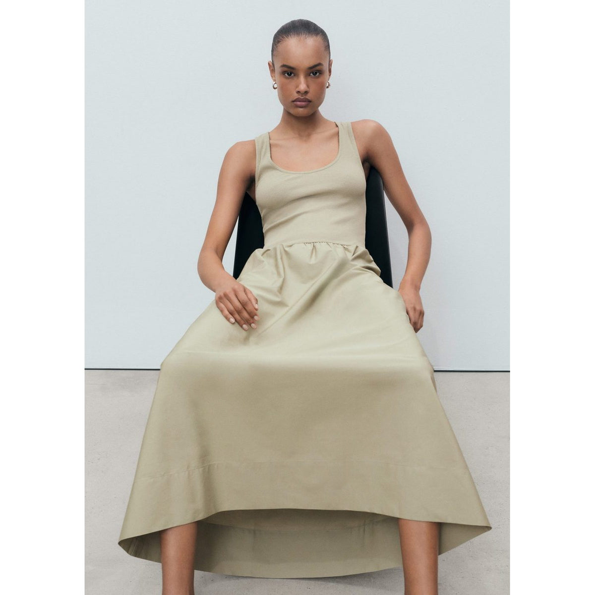 Robe Évasée Tissu Combiné
