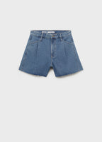 Short En Jean Bas Effiloché Pinces