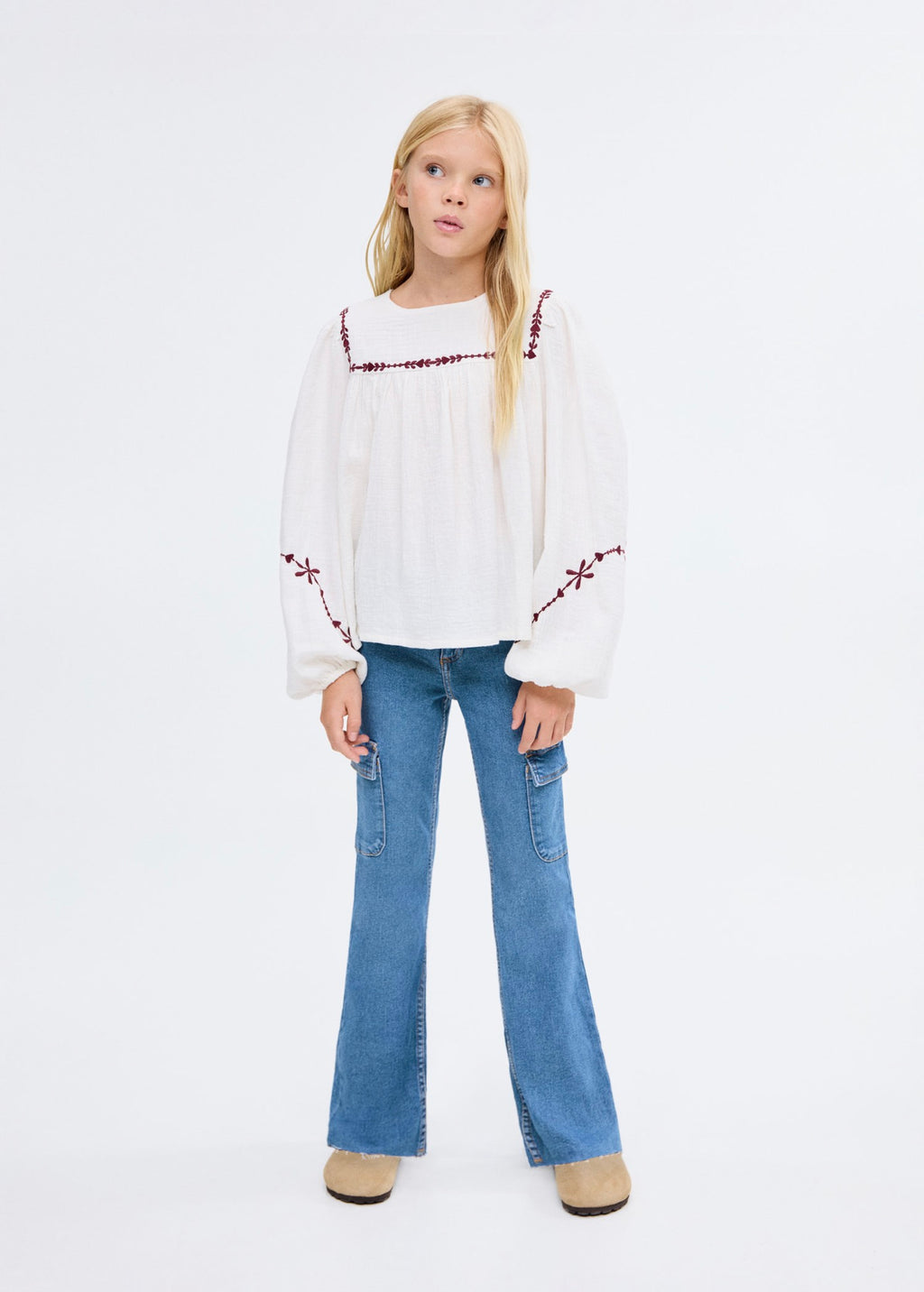 Jean Cargo Bleu Moyen - Fille