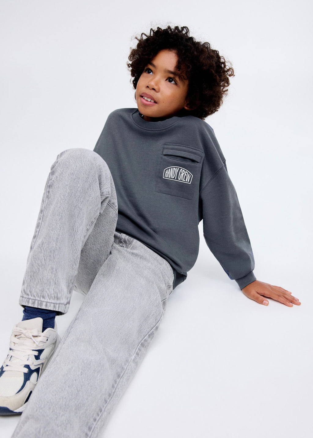 Sudadera Crew Gris Oscuro - Niño