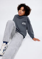Sudadera Crew Gris Oscuro - Niño
