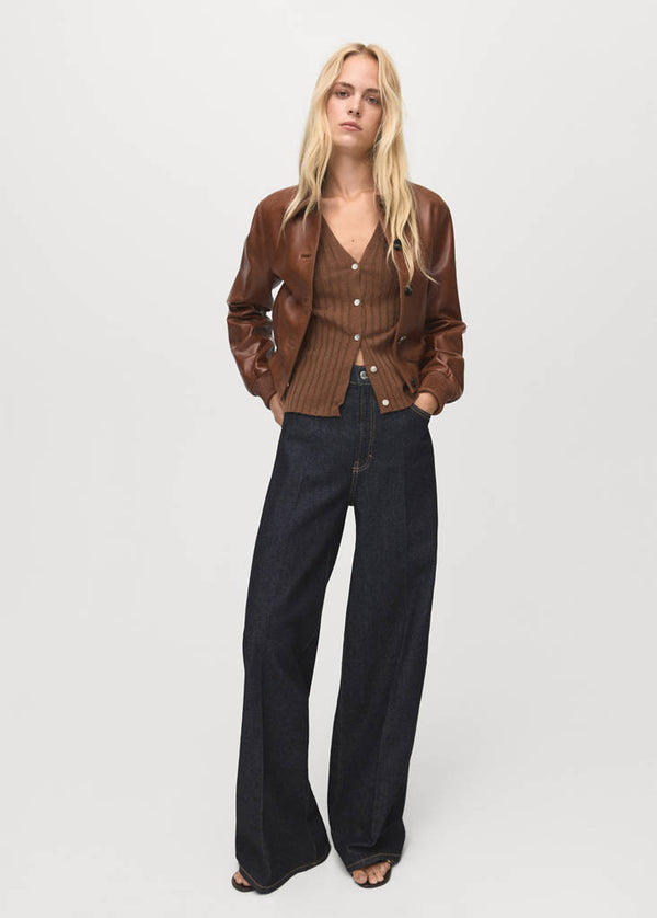 Cardigan in maglia fine a coste