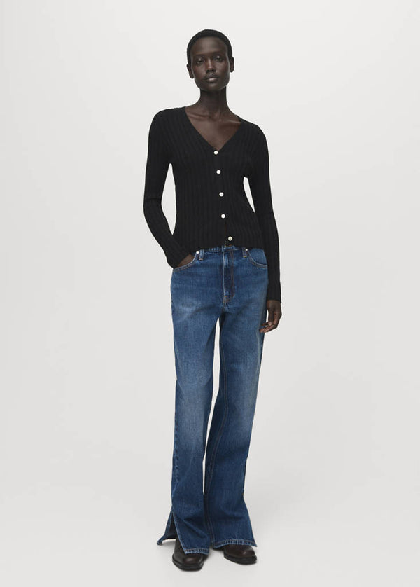 Cardigan in maglia fine a coste