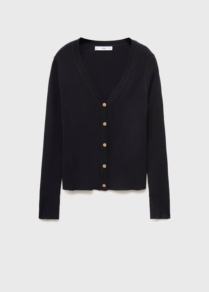 Cardigan a coste con bottoni