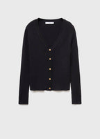 Cardigan a coste con bottoni