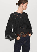 Blouse Broderie Perforée Et Volants