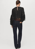 Blouse Broderie Perforée Et Volants