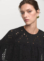 Blouse Broderie Perforée Et Volants