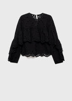 Blouse Broderie Perforée Et Volants