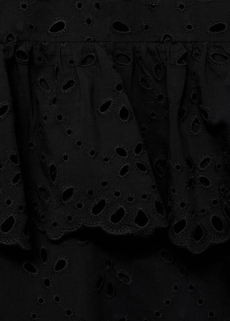 Blouse Broderie Perforée Et Volants
