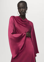 Robe Satinée Manches Cloche
