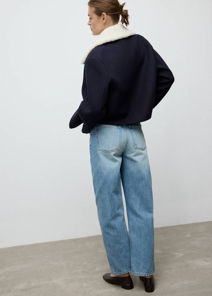 Veste Laine Mélangée Col Effet Mouton