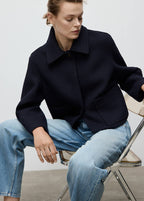 Veste Laine Mélangée Col Effet Mouton