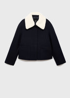 Veste Laine Mélangée Col Effet Mouton