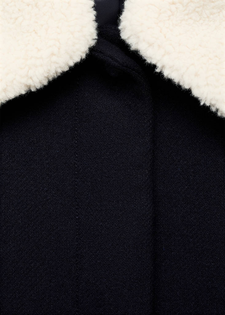 Veste Laine Mélangée Col Effet Mouton