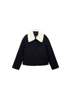Veste Laine Mélangée Col Effet Mouton