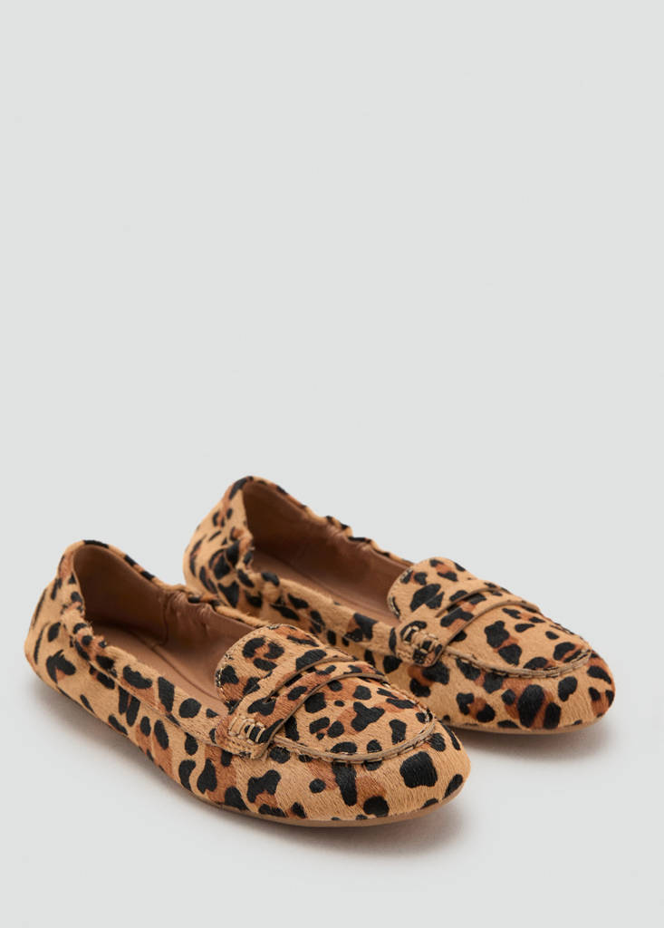 Mocassins Cuir Fausse Fourrure Léopard