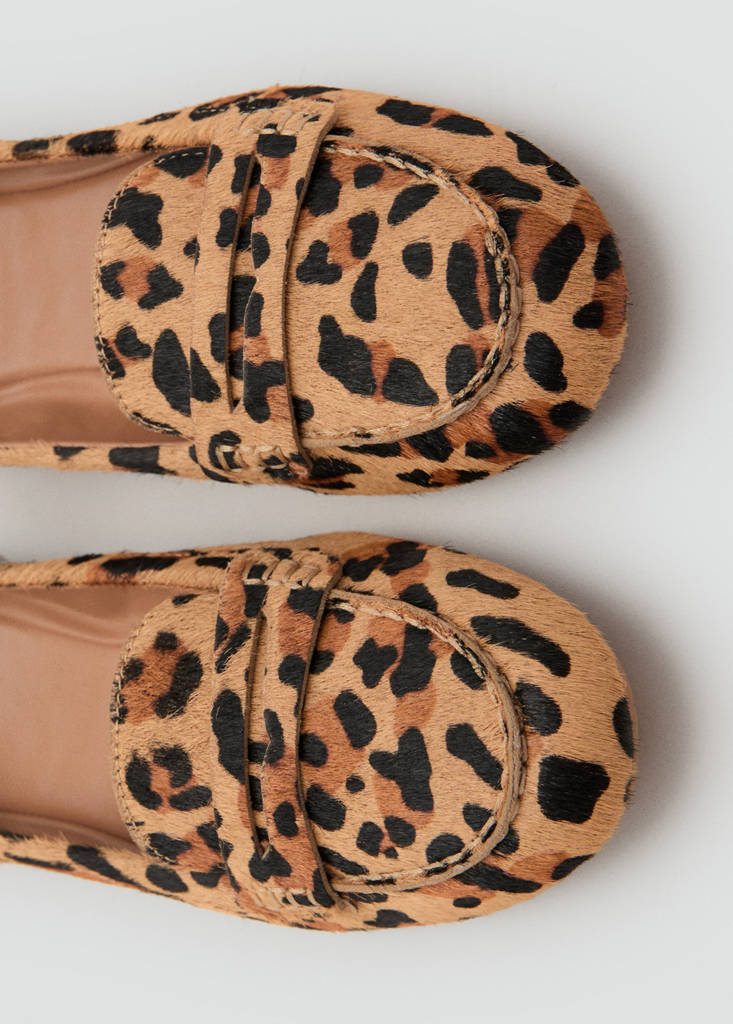 Mocassins Cuir Fausse Fourrure Léopard