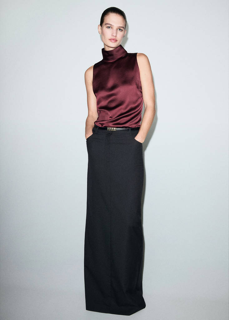 Blouse Satinée Col Roulé