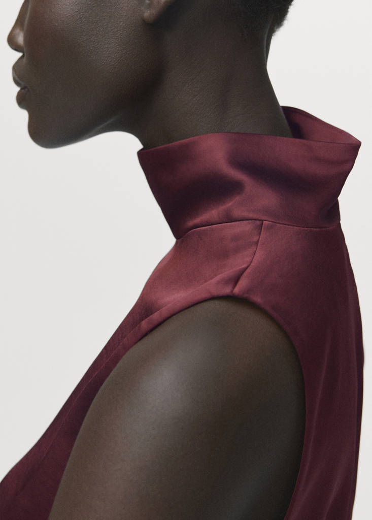 Blouse Satinée Col Roulé