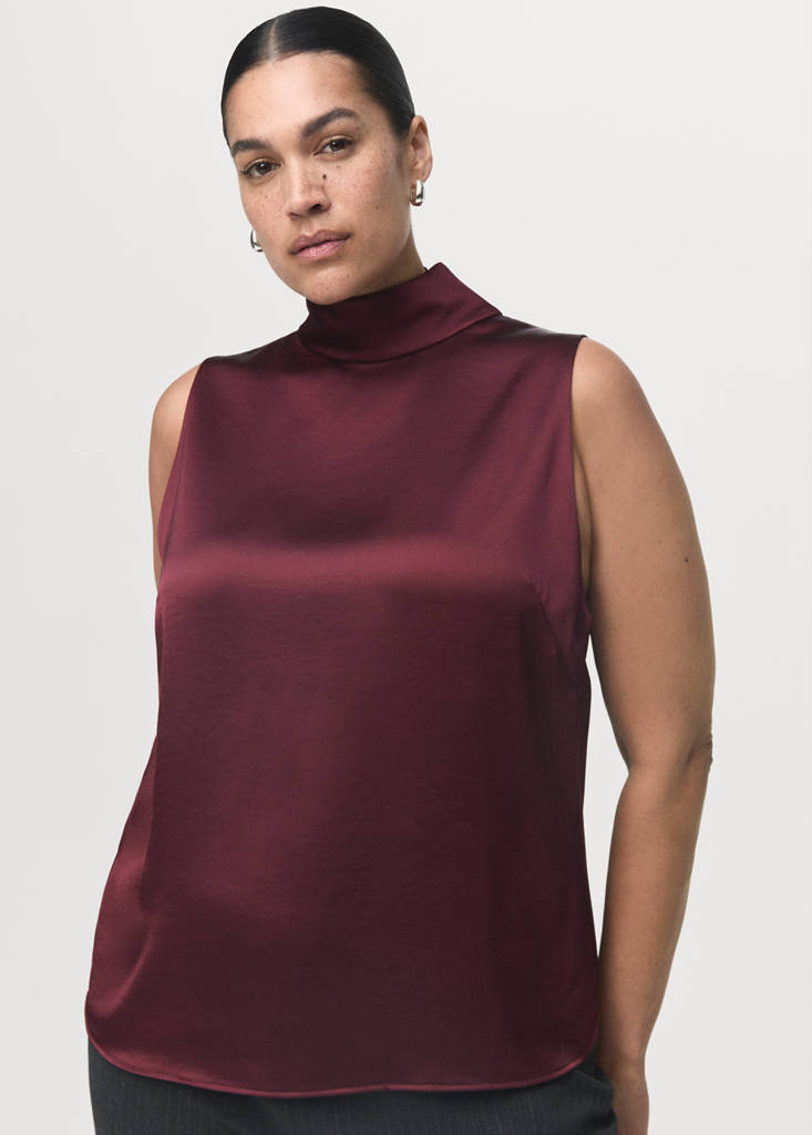Blouse Satinée Col Roulé