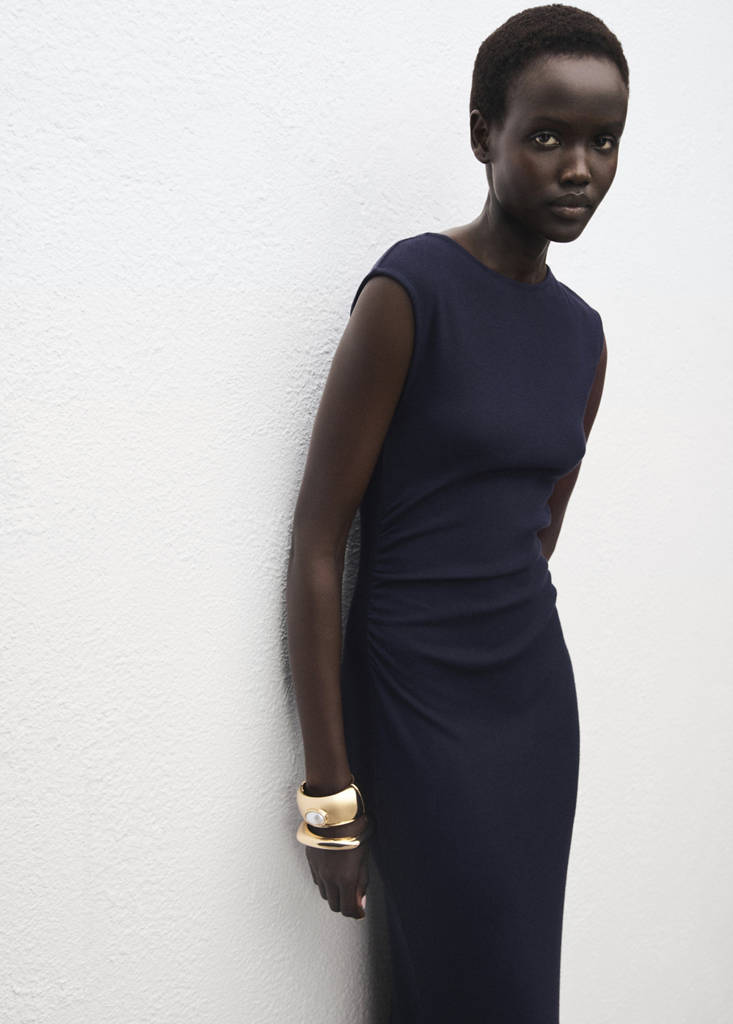Robe En Maille Fine Avec Fronce Latérale