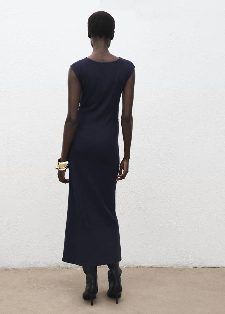 Robe En Maille Fine Avec Fronce Latérale