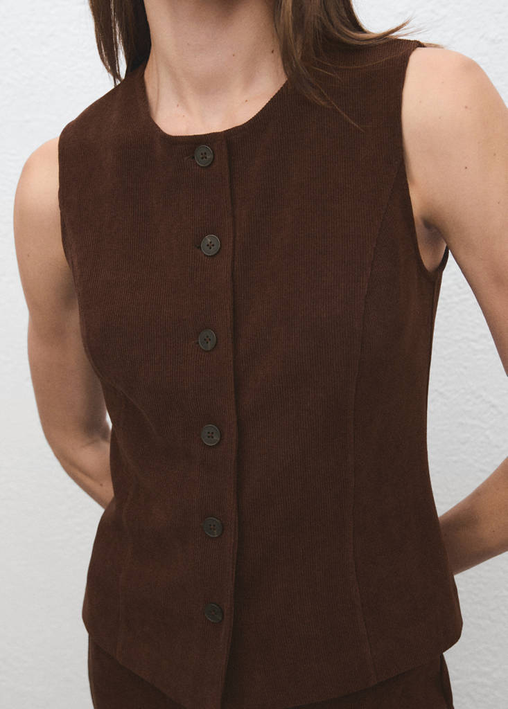 Gilet De Costume En Velours Côtelé