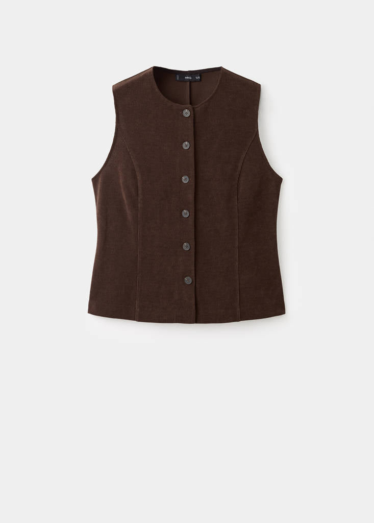 Gilet De Costume En Velours Côtelé
