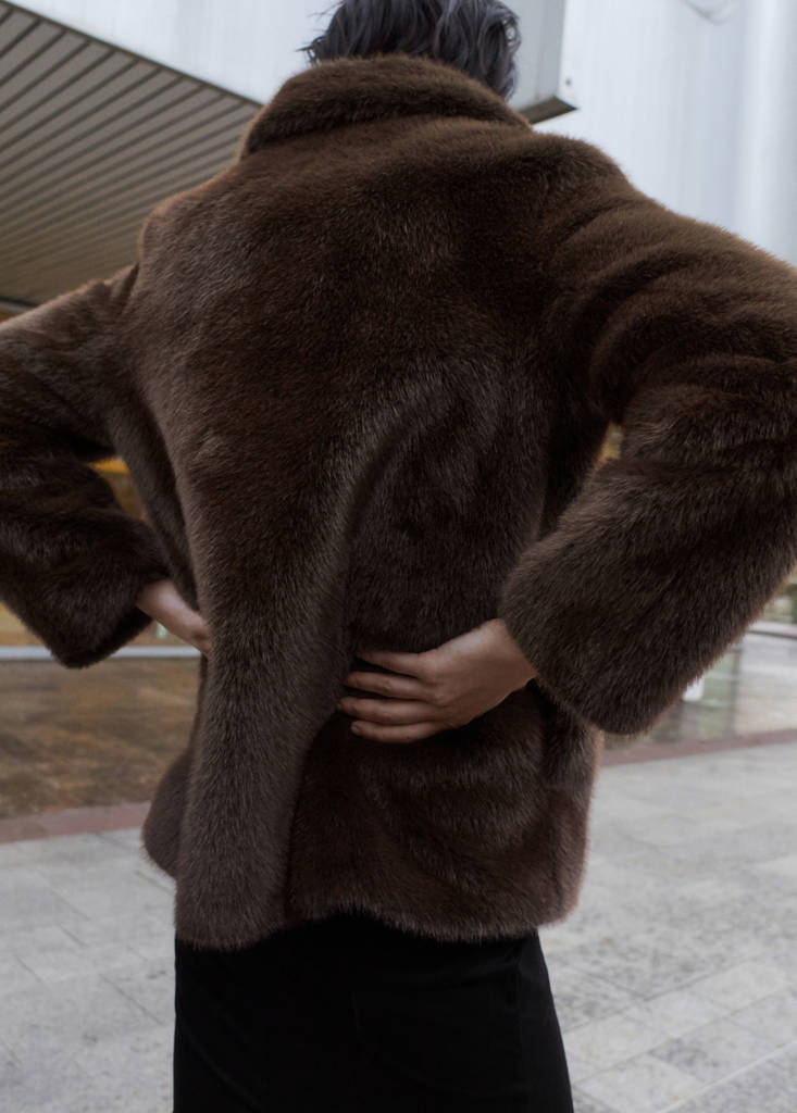 Manteau Fausse Fourrure Revers