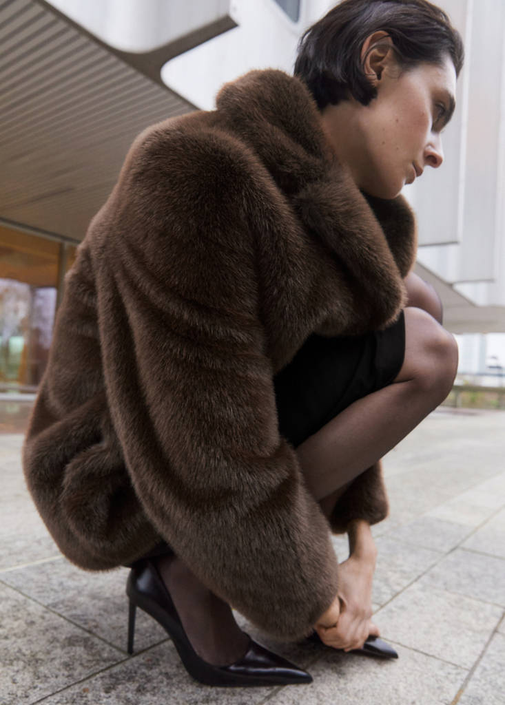 Manteau Fausse Fourrure Revers