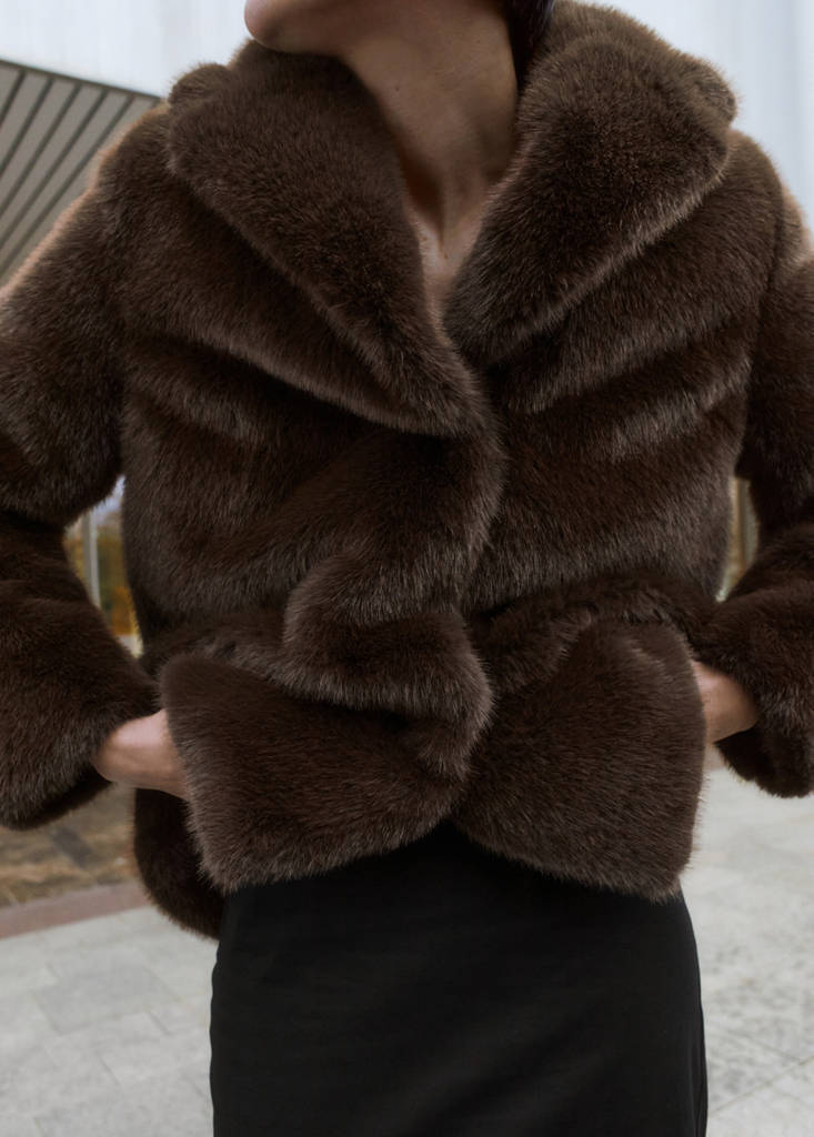 Manteau Fausse Fourrure Revers