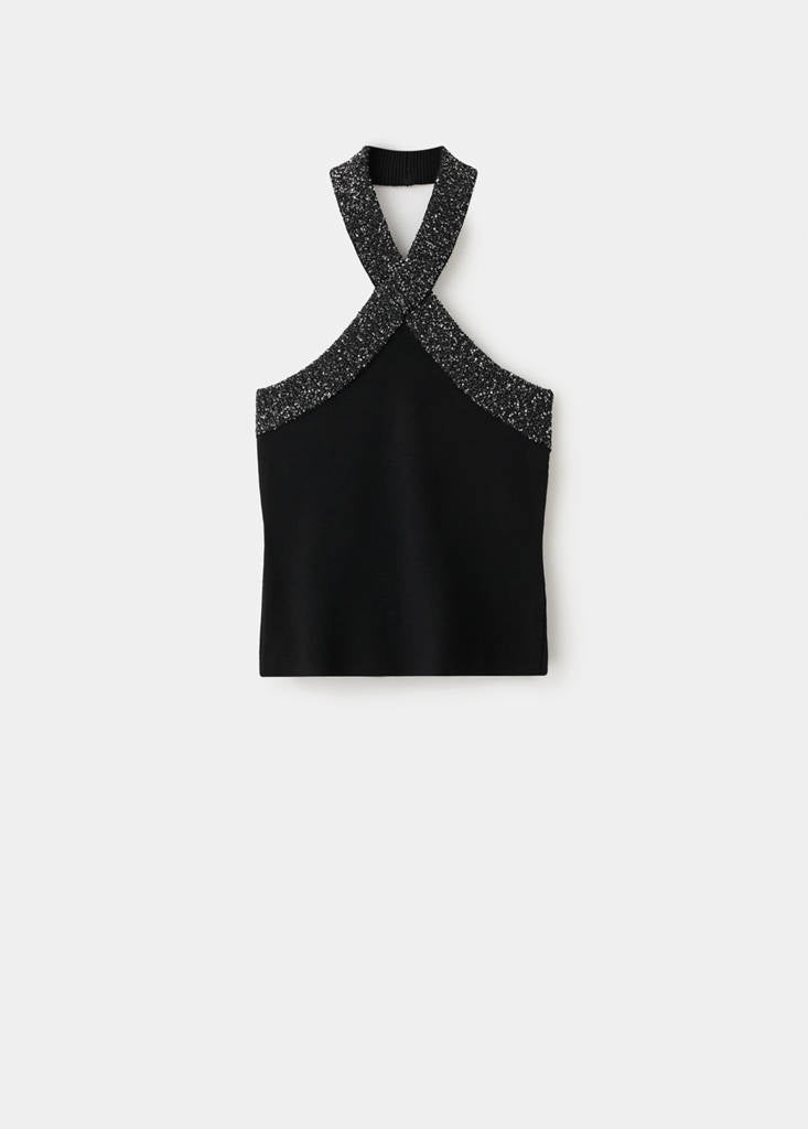 Top Col Halter Brillant