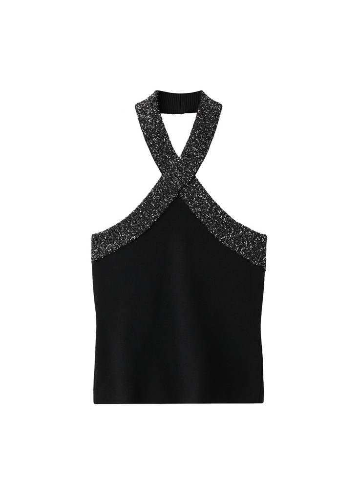 Top Col Halter Brillant
