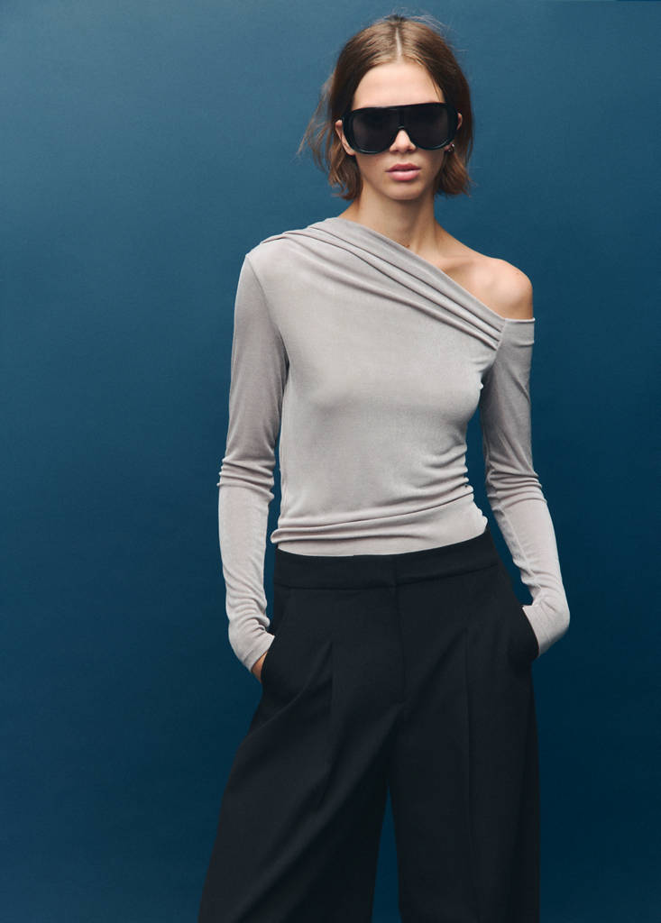 T-Shirt Asymétrique Manches Longues