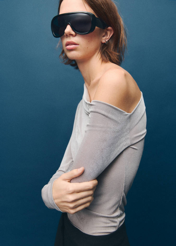 T-Shirt Asymétrique Manches Longues