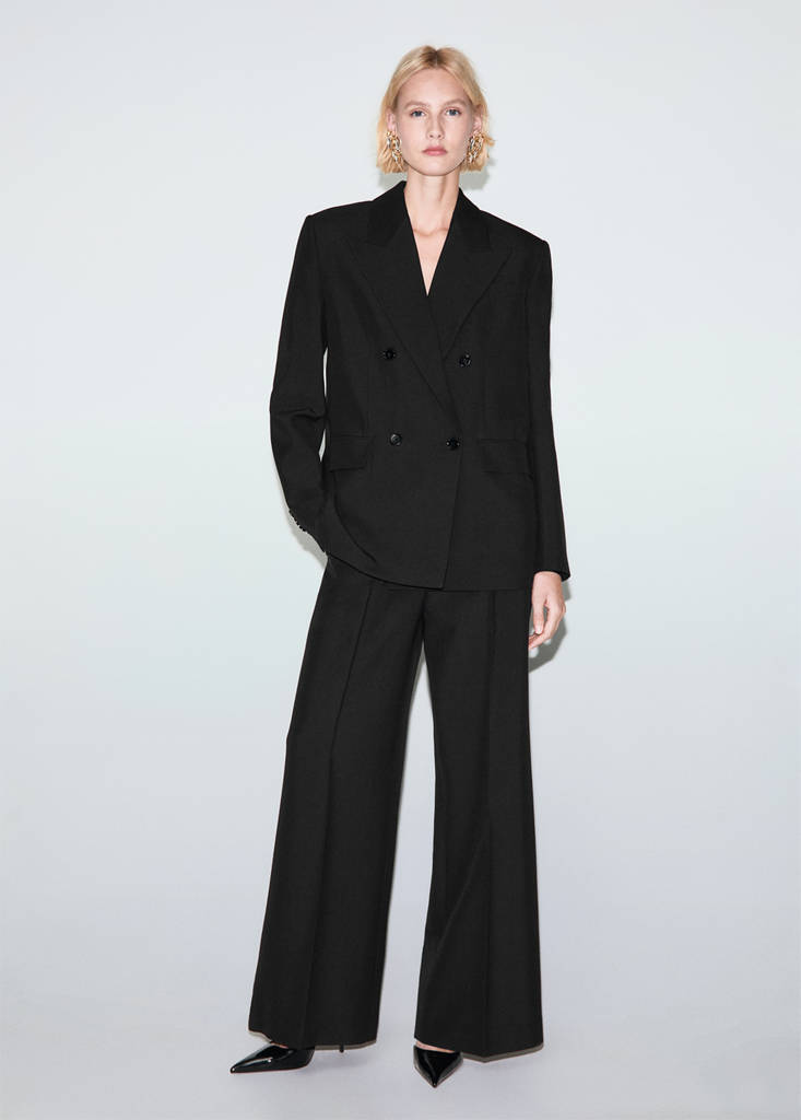 Pantalon Costume Laine Mélangée