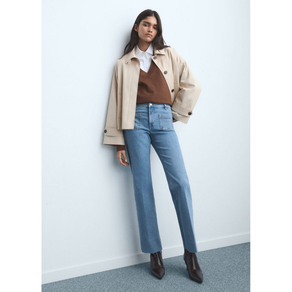 Jean Flare Crop Poches
